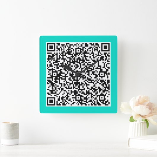 Aangepaste QR Code Scan Info Wandklok Kies Kleuren Vierkante Klok (Huis)