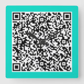 Aangepaste QR Code Scan Info Wandklok Kies Kleuren Vierkante Klok (Voorkant)