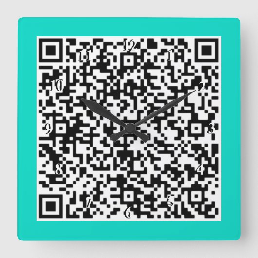 Aangepaste QR Code Scan Info Wandklok Kies Kleuren Vierkante Klok (Voorkant)