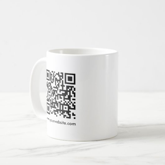 Aangepaste QR-code Scan me Website URL Sjabloon Wi Koffiemok (Voorkant links)