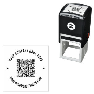 Aangepaste QR-code Scaninfo en Jouw naam Tekststem Zelfinktende Stempel