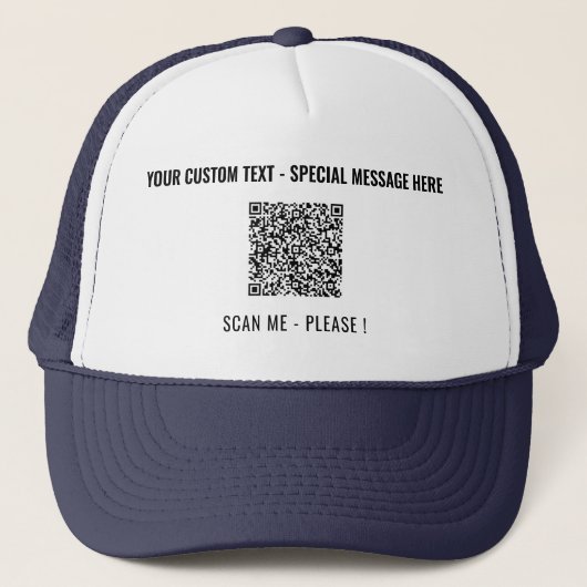Aangepaste QR-code scaninfo en tekst trucker hoed Trucker Pet (Voorkant)