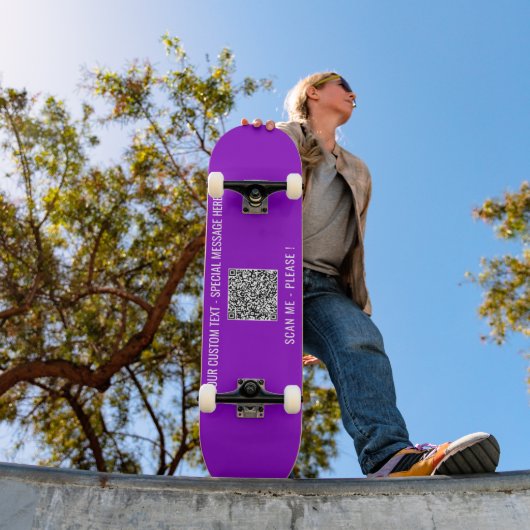 Aangepaste QR-code Scaninfo Tekst en kleurenskateb Skateboard (Buiten 1)