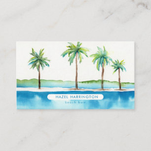 Aangepaste QR Code Scannable Palm Trees Tropical O Visitekaartje