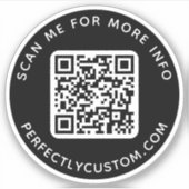 Aangepaste QR-code Scannen me voor meer info zwart Sticker (Voorkant)