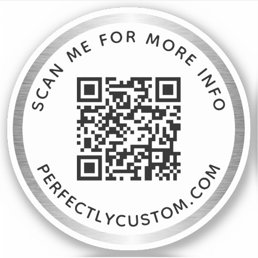 Aangepaste QR-code Scannen me zilvergrijze rand Sticker (Voorkant)