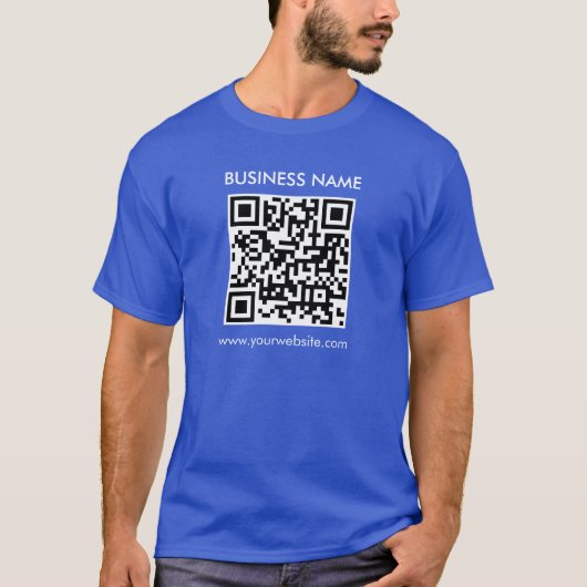 Aangepaste QR Code Sjabloon Mannen Deep Royal Blue T-shirt (Voorkant)