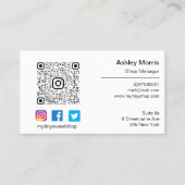 Aangepaste QR-code sociaal online winkelen wit Visitekaartje (Voorkant)