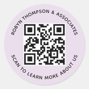 Aangepaste QR-code stickers 7,62 cm rond lila paar