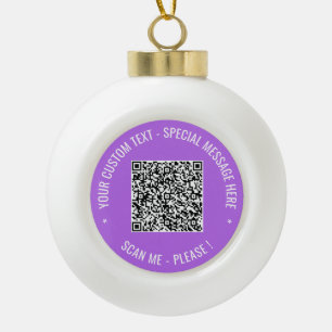 Aangepaste QR Code Tekst Kerstversiering Uw kleure Keramische Bal Ornament