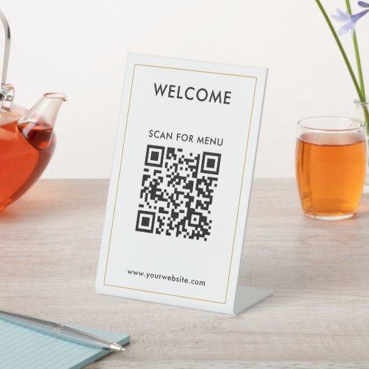 Aangepaste QR-code Tekst Modern bedrijf Reclamebord Met Voetstuk (Insitu)