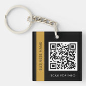 Aangepaste QR-code Tekst Modern Black Gold Busines Sleutelhanger (Voorkant)