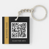 Aangepaste QR-code Tekst Modern Black Gold Busines Sleutelhanger (Achterkant)