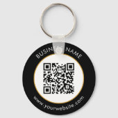 Aangepaste QR-code Tekst Modern Gold White Busines Sleutelhanger (Voorkant)