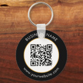 Aangepaste QR-code Tekst Modern Gold White Busines Sleutelhanger (Voorkant)