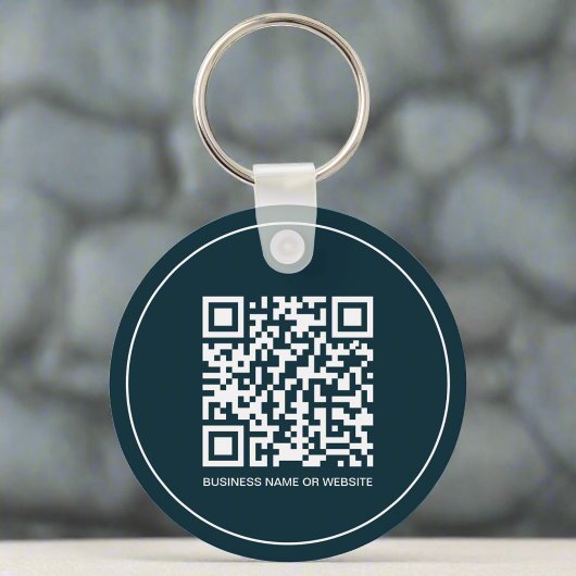 Aangepaste QR Code Tekst Promotie Swag Marine Blau Sleutelhanger