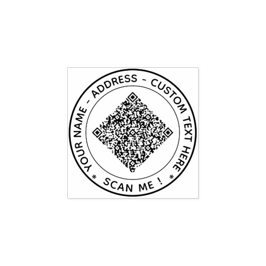 Aangepaste QR Code Tekst Ronde Rubber Stamp Sjablo Rubberstempel (Afrduk)