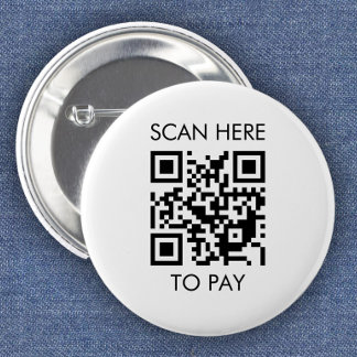 Aangepaste QR-code / tekst wit Ronde Button 5,7 Cm