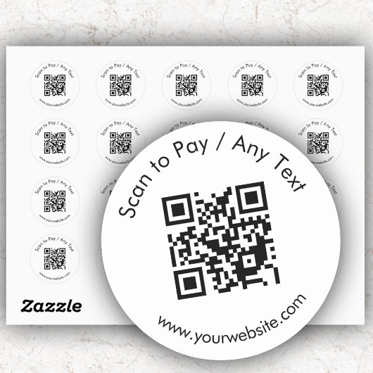 Aangepaste QR-code / tekst Witte ronde Stickers Bl