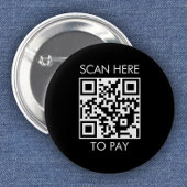 Aangepaste QR-code / tekst zwart Ronde Button 5,7 Cm