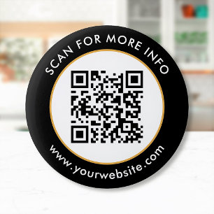 Aangepaste QR-code Tekst zwart wit goud Ronde Button 5,7 Cm