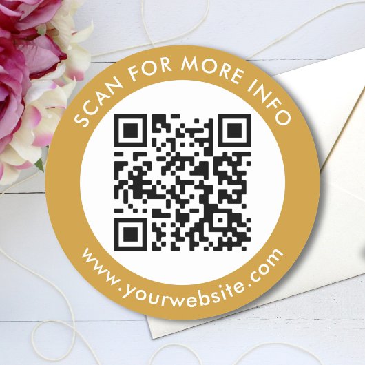 Aangepaste QR-code Tekst zwart wit goud Ronde Sticker