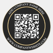 Aangepaste QR code tekst zwart wit klassiek Ronde Sticker (Voorkant)