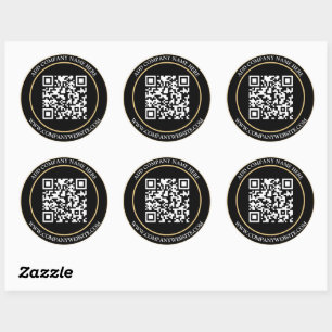 Aangepaste QR code tekst zwart wit klassiek Ronde Sticker