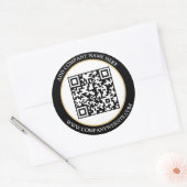 Aangepaste QR code tekst zwart wit klassiek Ronde Sticker (Envelop)