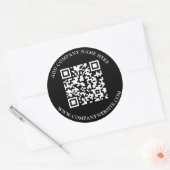Aangepaste QR code tekst zwart wit klassiek Ronde Sticker (Envelop)