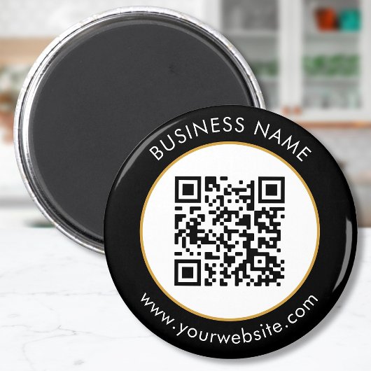 Aangepaste QR-code Tekst zwart wit Magneet