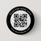 Aangepaste QR-code Tekst zwart wit Ronde Button 5,7 Cm (Voorkant)