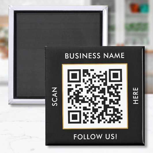 Aangepaste QR Code Tekst zwart Witte Sjabloon Magneet