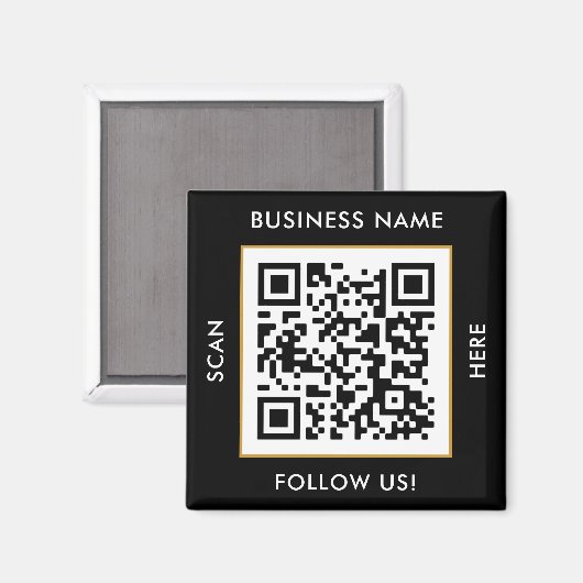 Aangepaste QR Code Tekst zwart Witte Sjabloon Magneet (Voorkant / Achterkant)
