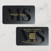 Aangepaste QR-code Tekstnaam Luxury Gold Typograph Visitekaartje (Voorkant / Achterkant)