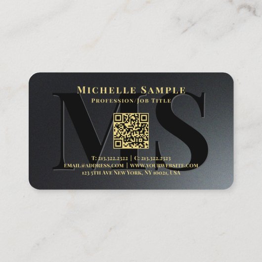 Aangepaste QR-code Tekstnaam Luxury Gold Typograph Visitekaartje (Achterkant)