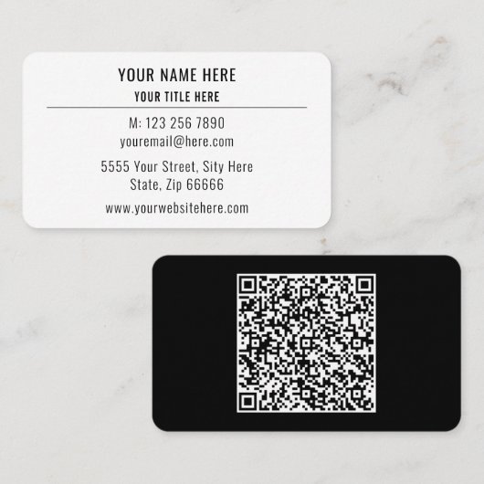 Aangepaste QR Code Visitekaartje Ontwerp uw eigen (Voorkant / Achterkant)