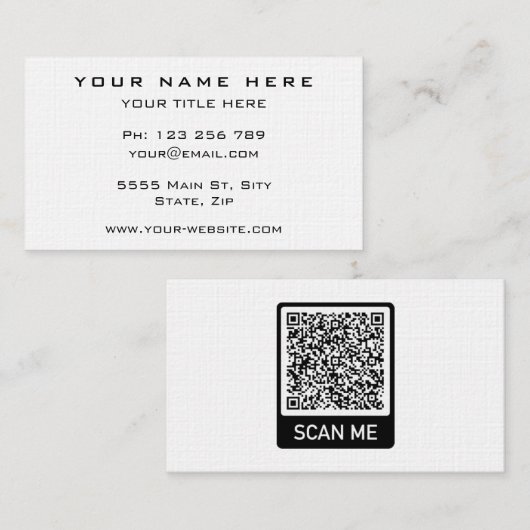 Aangepaste QR-code Visitekaartje uw eigen ontwerp (Voorkant / Achterkant)
