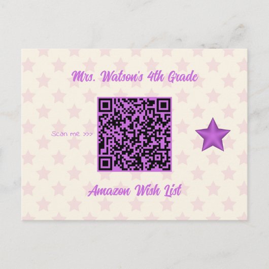 Aangepaste QR-code voor de verlanglijst van de lee Briefkaart (Voorkant)