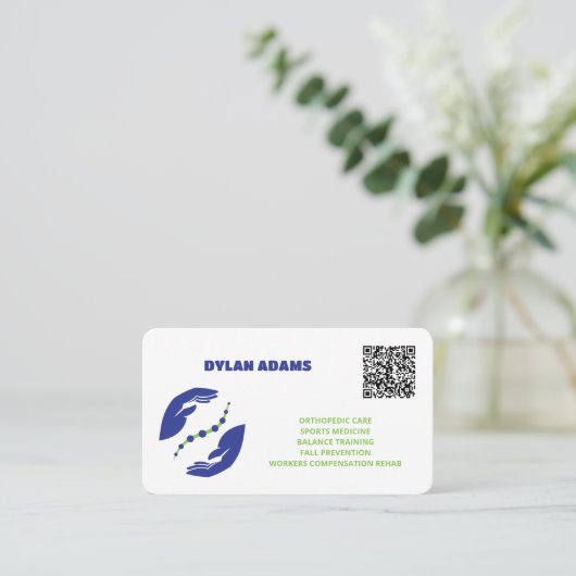Aangepaste QR-code voor fysiotherapie Visitekaartje (Staand voorkant)