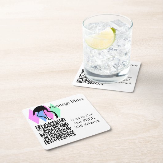 Aangepaste QR-code voor WiFi-netwerktoegang Vierkante Kartonnen Onderzetter (Insitu)