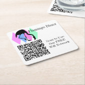 Aangepaste QR-code voor WiFi-netwerktoegang Vierkante Kartonnen Onderzetter (Schuin)