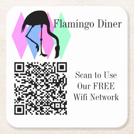 Aangepaste QR-code voor WiFi-netwerktoegang Vierkante Kartonnen Onderzetter (Voorkant)