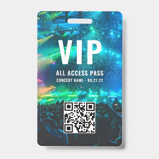 Aangepaste QR Code White VIP All Access Badge (Voorkant)