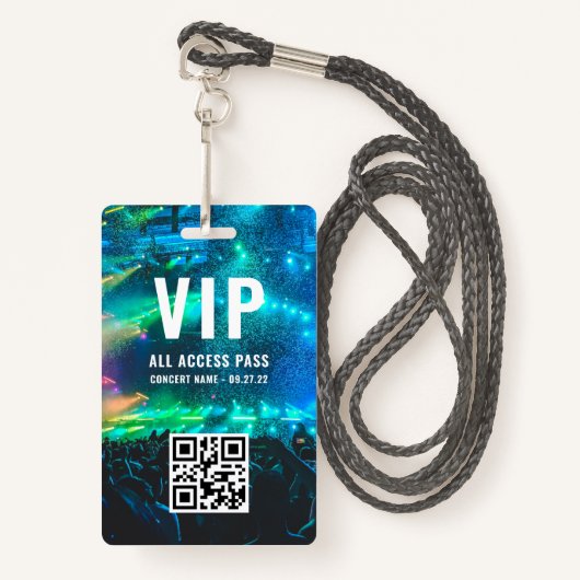 Aangepaste QR Code White VIP All Access Badge (Voorkant met draagriem)