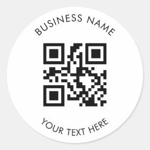 Aangepaste QR-code Zakelijk en Tekst Promotie Wit Ronde Sticker