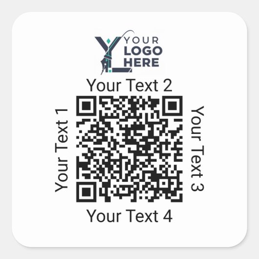 Aangepaste QR-code Zakelijk Logo Branding Vierkante Sticker (Voorkant)