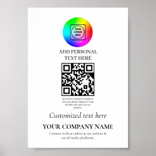 Aangepaste QR-code Zakelijk Minimaal Wit Merk post Poster