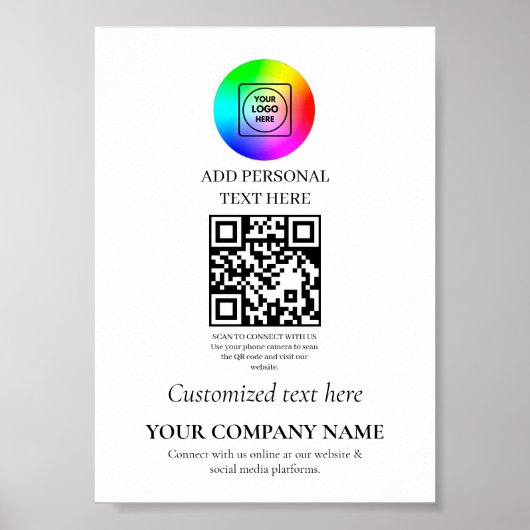 Aangepaste QR-code Zakelijk Minimaal Wit Merk post Poster (Voorkant)