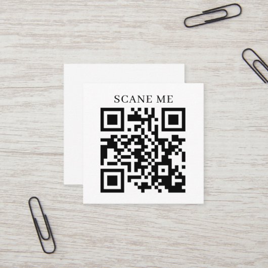 Aangepaste QR-code Zakelijk | Tekst of sociale med Vierkante Visitekaartje (Voorkant / Achterkant in situ)